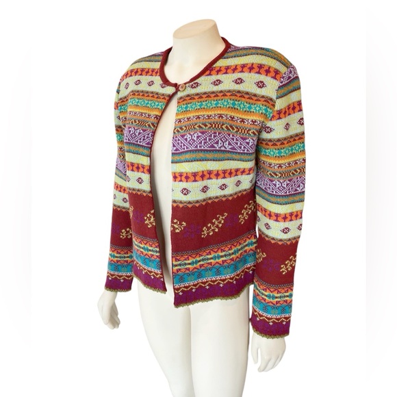 Oilily Multicolor Cozy Apres Ski Cardigan Sweater Size Large - Picture 3 of 9